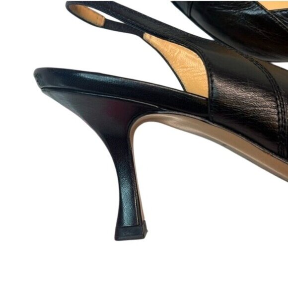 Louis Vuitton Black Leather Slingback Pumps Gold LV Logo Detail Box 39EU 8.5 US - Picture 9 of 13